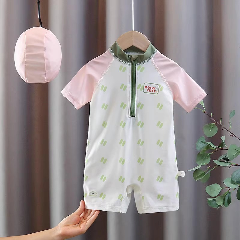 Summer Korean Style Baby Girl's Swimsuit Cartoon One-Piece Slimming Dopamine Seaside Beach Playwear