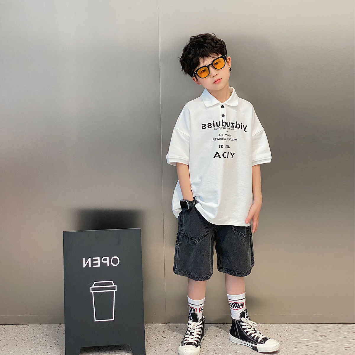 Picture of Boys' polo shirt 2024 new boys' summer short-sleeved T-shirt children's polo shirt T-shirt