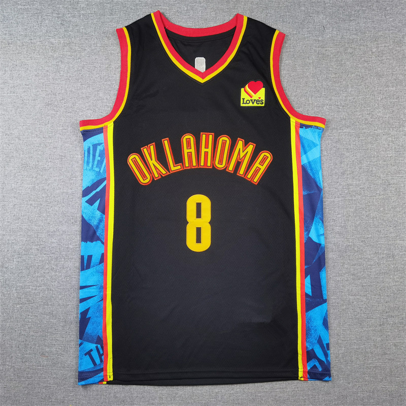 2025 New Season Jersey 2 Thunder No.8 Black City Edition Basketball Jersey Williams New European, American and American