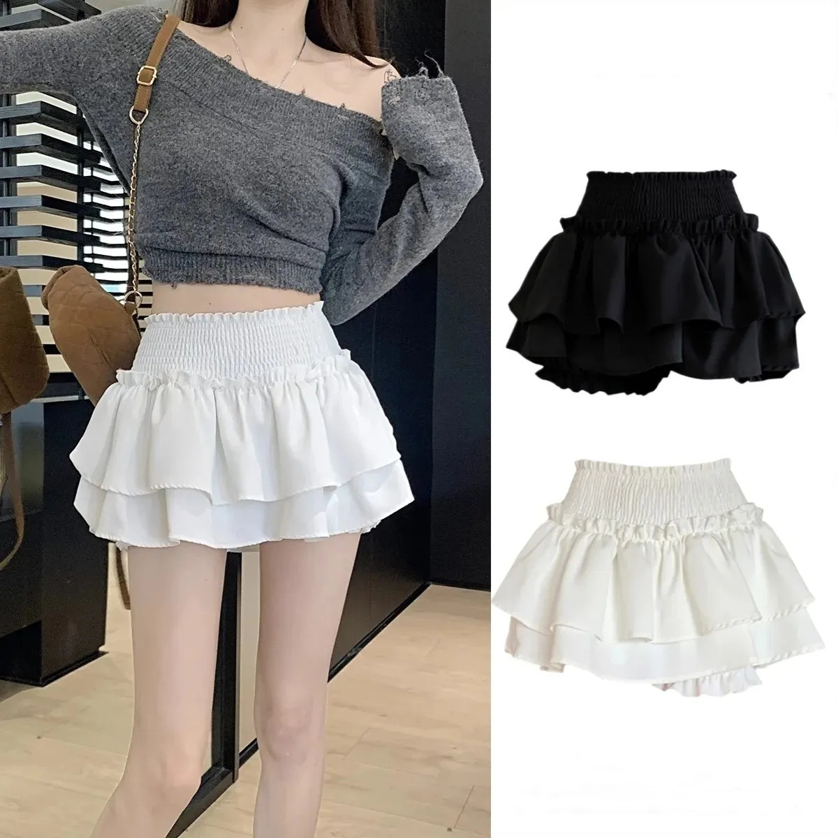 Elegant Cake Skirt Women's Spring and Autumn New High Waist Western Style Pure Desire Summer Culottes Small Skirt A- Line Skirt