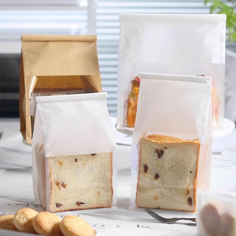 1000 wholesale 450g toast bread packaging bag sliced croissant square bag curled wire biscuit kraft paper