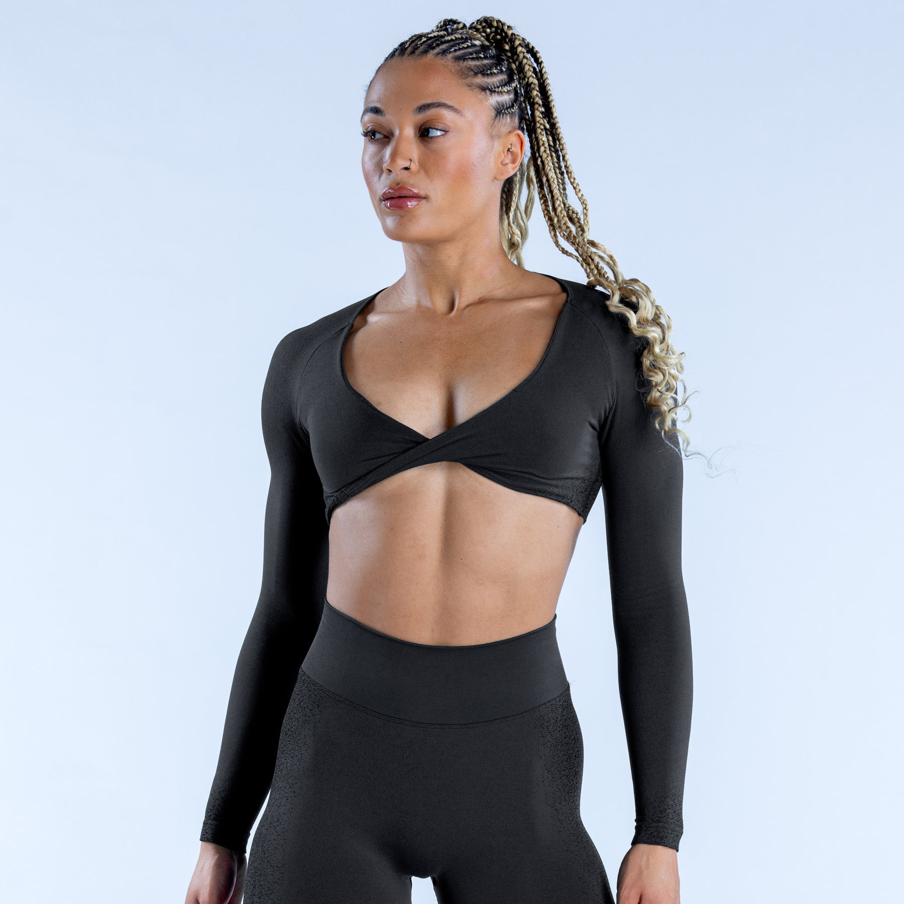 European and American Cross-border Explosions Women's Deep V-Neck Short Top Yoga-Navel Leaky Sports Top Kink T-Shirt