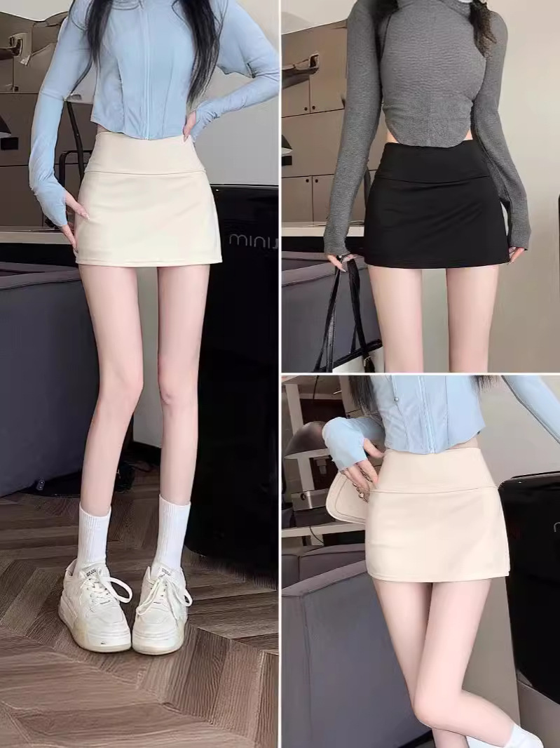 Short skirt high waist A- line skirt summer dress women 2024 new hot girl slimming tight hip wrap skirt one-step skirt to prevent light
