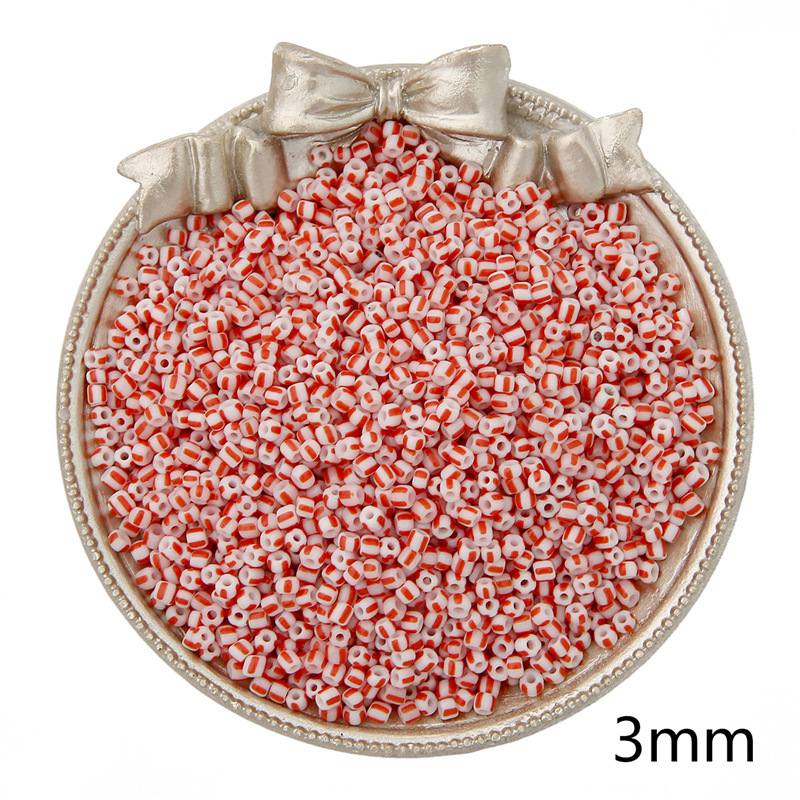 Picture of 3mm glass rice beads necklace bracelet loose beads diy jewelry striped watermelon beads handmade beaded homemade material bag