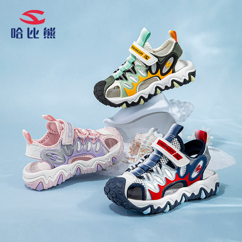Habi bear children's sandals summer girls sandals light Baotou anti-collision boys sandals button shoes a generation of hair