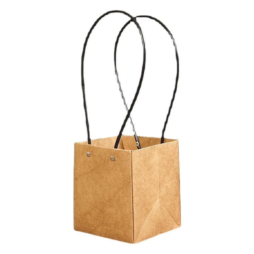 Teacher's Day Kraft Paper Portable Flower Arrangement Bag Ladder Square Waterproof Film Thickened Flower Material Floral Packaging