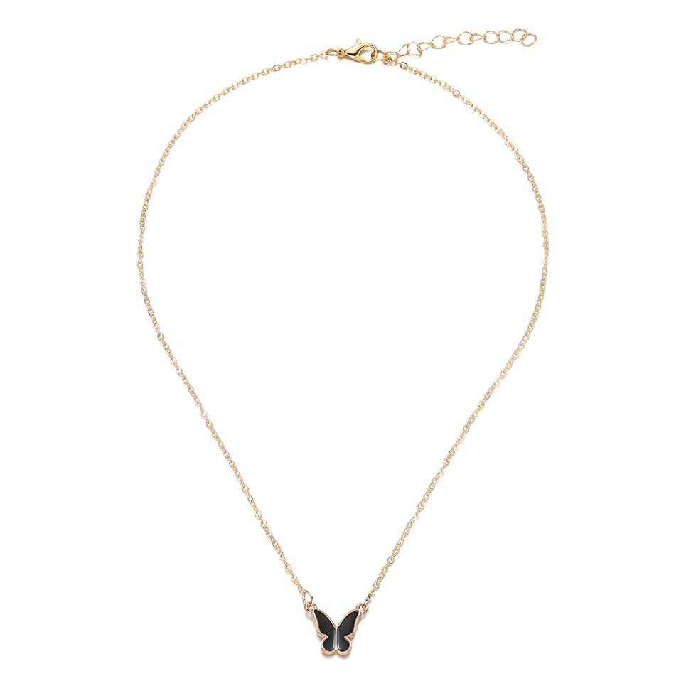 Cross-border Hot Oil Dropping Butterfly Jewelry Women's Fashion Simple Butterfly Necklace Bracelet Earrings Ring Four-piece Set