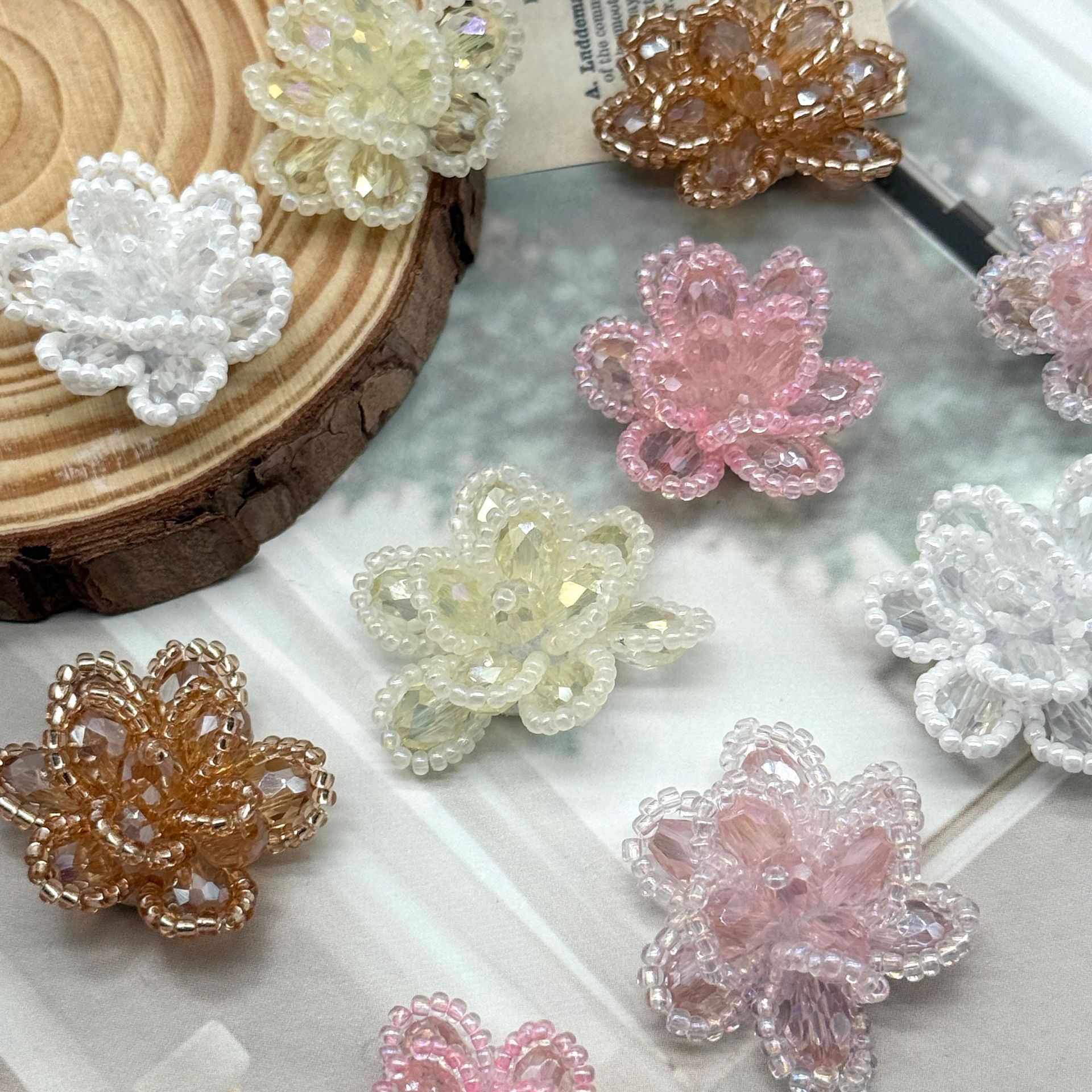 Picture of New stained glass flower bead string handmade DIY woven shoes, hats, bags, hanging accessories, clothing, accessories