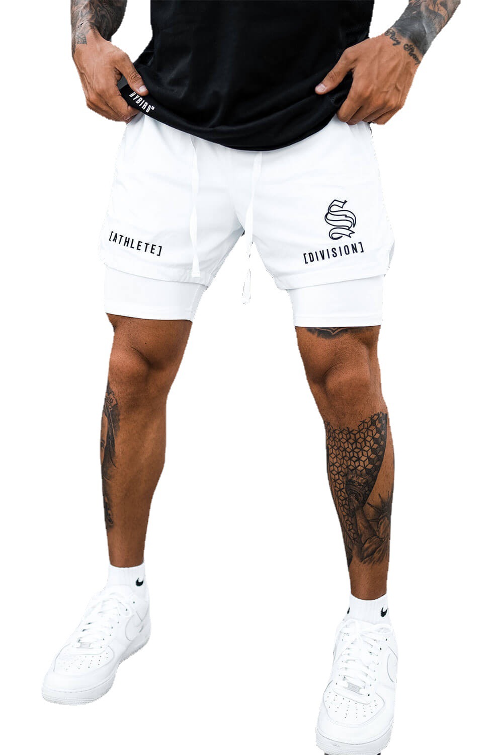 Picture of 2022 fashion brand double-layer shorts men's quick-drying high-elastic but knee basketball pants brothers breathable running anti-light