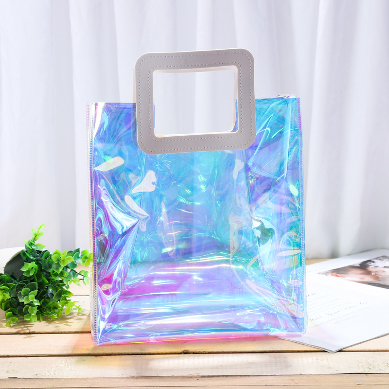 Pvc Colorful Plastic Handbag Laser Film Handbag Cosmetic Bag Gift Packaging Seal