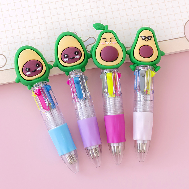 Picture of Korean cute cartoon cute head four-color mini color ballpoint pen student stationery gift prizes wholesale