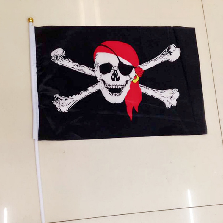 New hand flag recommended supply 75D polyester fabric Halloween pirate flag car flag 30x45cm hand flag