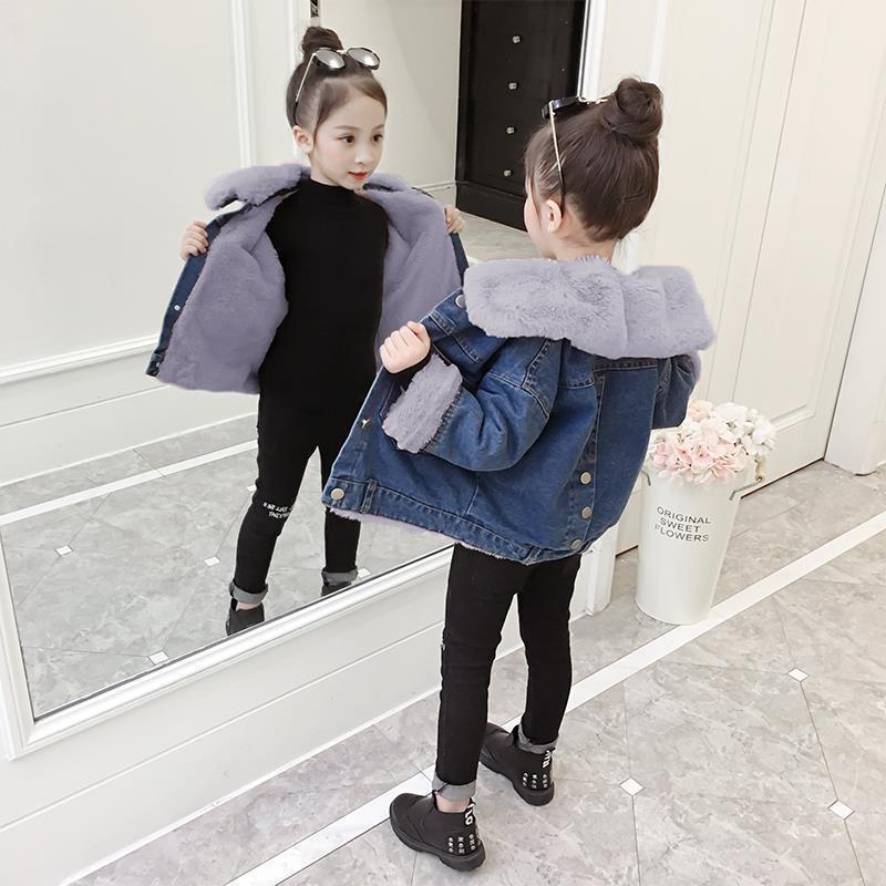 Picture of Girls' Denim coat Western style spring and autumn 2021 new children's autumn children's clothing autumn and winter fleece-lined baby girls' autumn clothing
