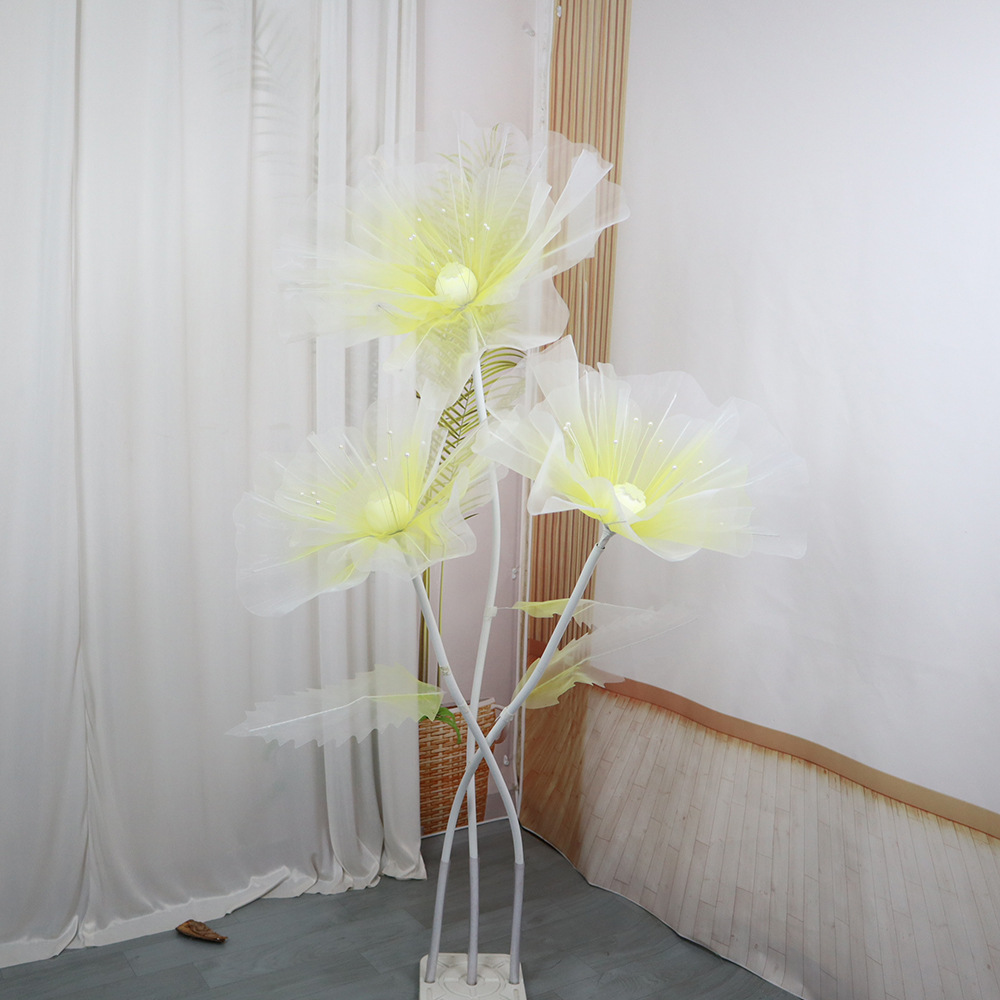 Picture of Mesh flower set of new artificial flower poppy flower outdoor wedding party decoration window decoration shooting props