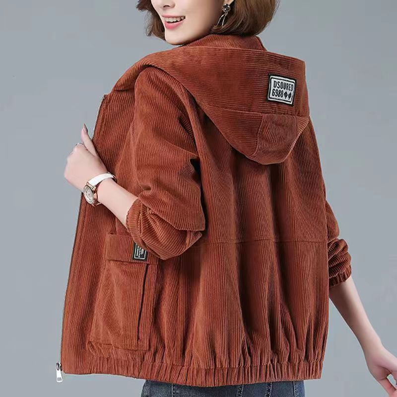 Picture of 2024 autumn and winter new corduroy coat women's casual plus size loose slim fashion mother's western style coat