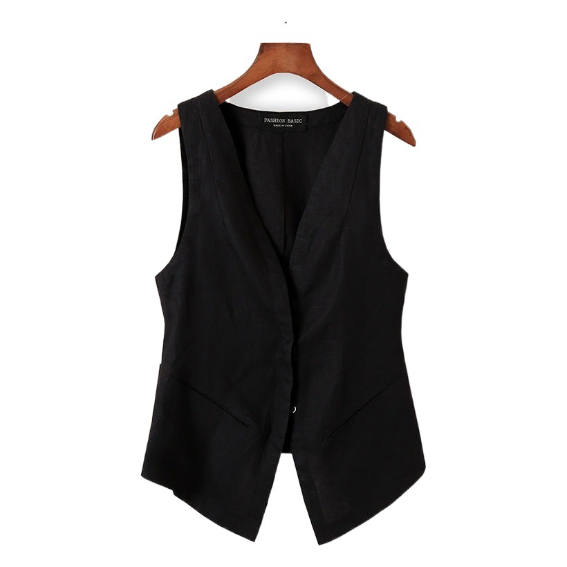 2023 Spring Vest Women's Cotton and Linen Jacket Women's Short Cotton and Linen Vest Breathable Thin One-Piece Hair