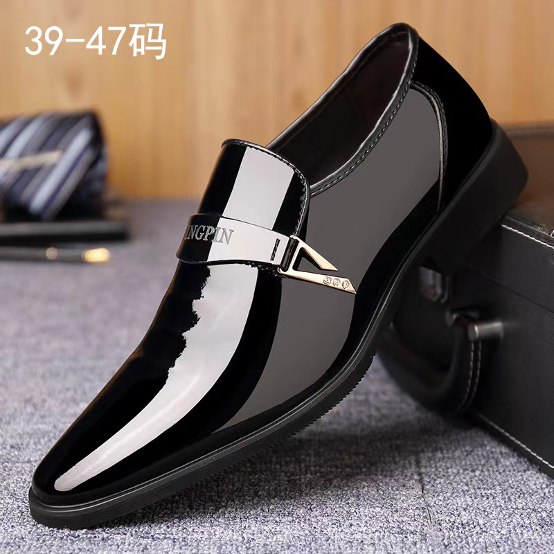 Leather Shoes Men's Cross-Border Large Size Shoes Men's Patent Leather Shoe Business Casual Formal Wear Korean Style British Pointed Toe Men's Leather Shoes