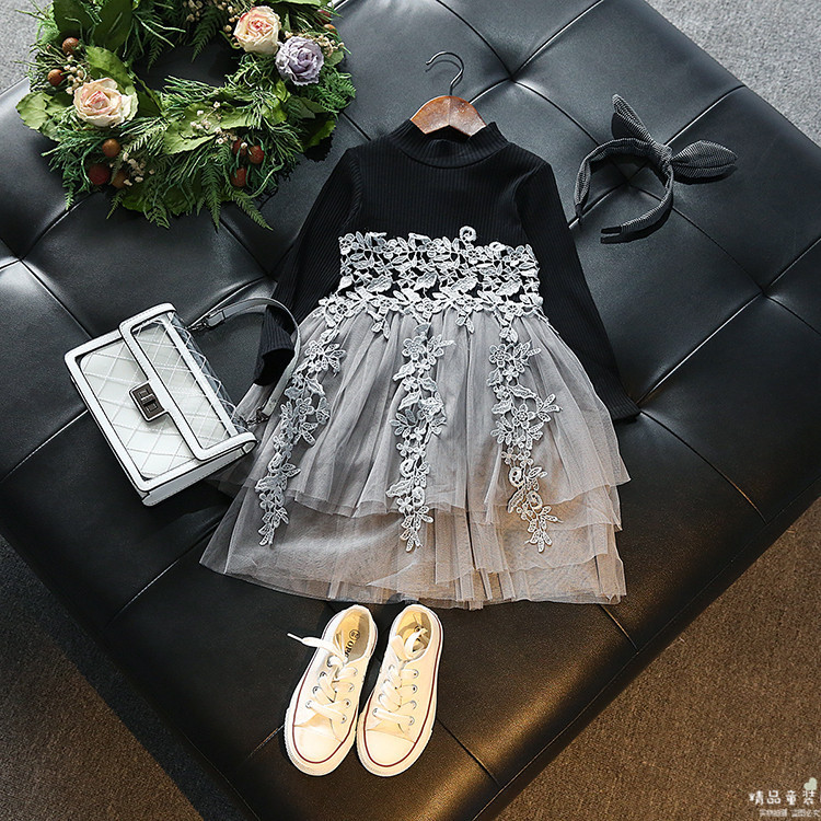 Picture of 2024 Spring and Autumn New Korean Style Fashion Knitted Sweater Dress Girls Long Sleeve Knitted Gauze Dress Ready in Stock