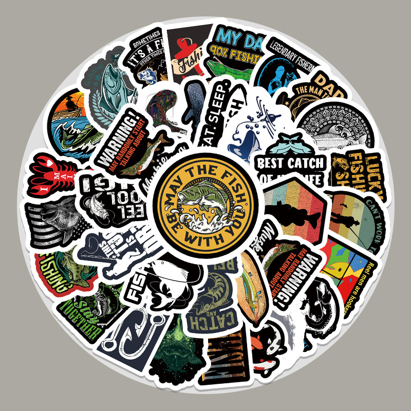 51 outdoor fishing sea fishing series decorative stickers luggage laptop car mobile phone graffiti stickers