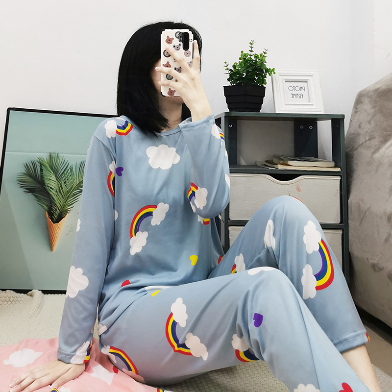 Picture of Factory Clearance Welfare Spring and Autumn Pajamas Women's Casual Comfortable Lady Style Long Sleeve Trousers Two-Piece Home Clothes