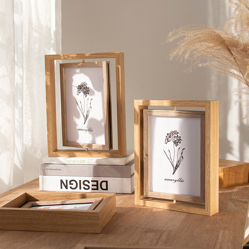 Rotating photo frame table 6 inch 8 inch double-sided table frame wedding photo frame photo washing photo frame can be engraved logo
