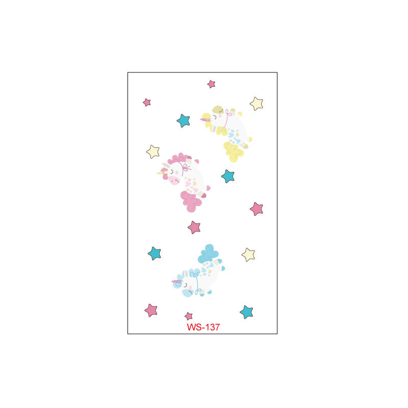 Picture of Unicorn Tattoo Sticker Original Children's Cute Cartoon Doll Birthday Rainbow Little Pegasus Waterproof Temporary Sticker
