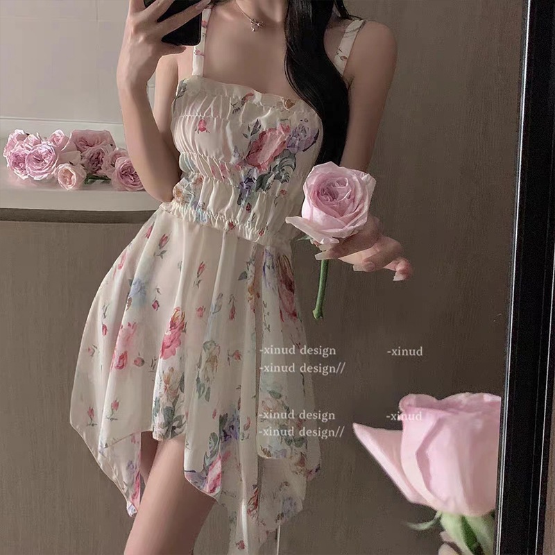 Nightly Fun French Floral Pleated Tube Top Can Be Worn Outside the Dress Sexy Intimates Sexy Pure Desire Suspender Nightgown Summer