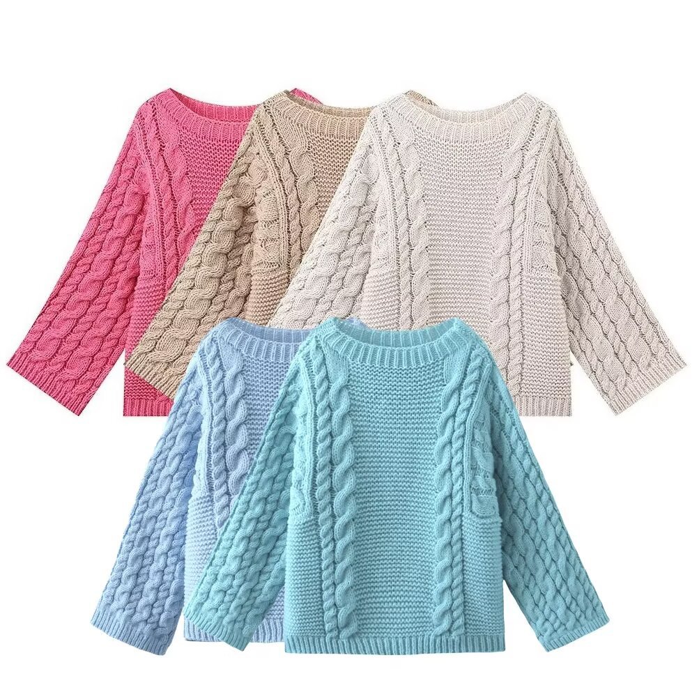 ZA cross-border women's clothing wholesale European and American style new fashion simple Joker twist pullover long sleeve sweater