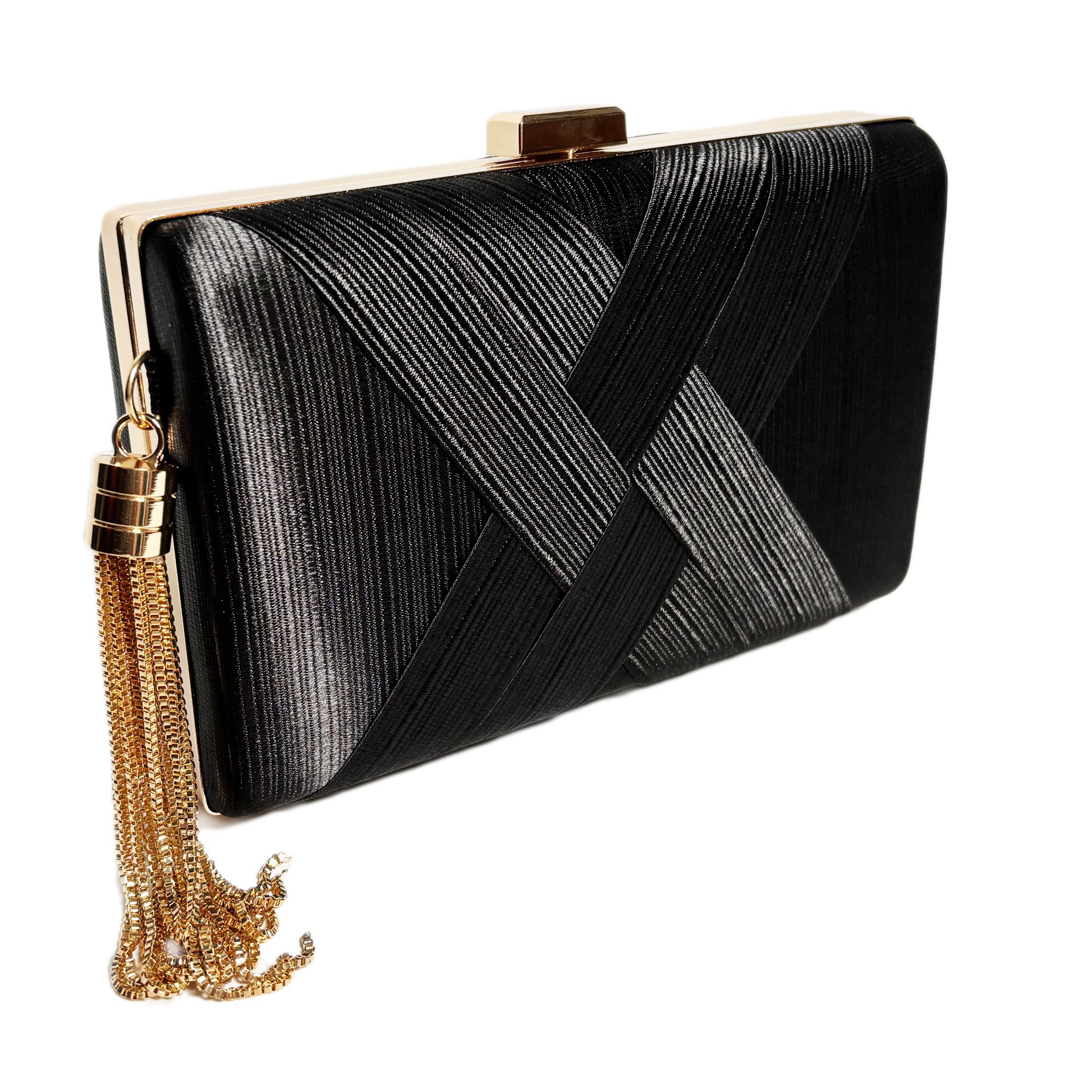 Picture of Foreign Trade Cross-border Silky Satin Cloth Woven Tassel Dinner Hand-held Women's Bag Chain Banquet Hand-held Shoulder Women's Bag