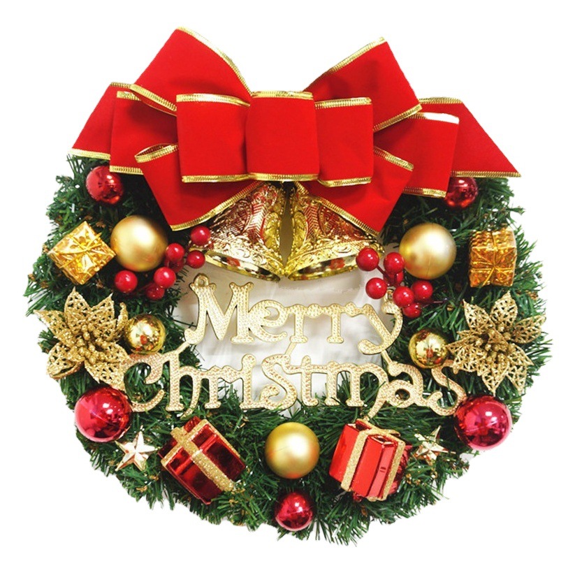 2023 Christmas Wreath Cross-Border Hot Selling Holiday Decoration Shopping Mall Hotel 30cm Christmas Wreath Pendant Manufacturer Direct Delivery