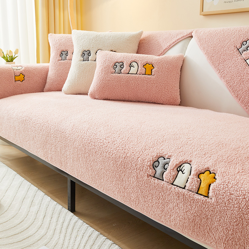 Picture of Lamb Velvet Winter Sofa Cushion Non-Slip Cushion 2025 New All-Inclusive Sofa Cover Full Cover Cloth Wholesale Soft