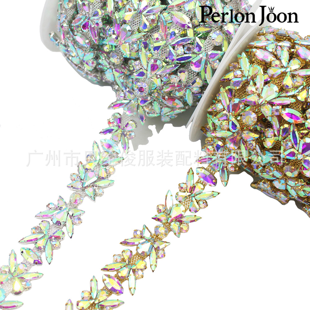 Butterfly shape combination AB glass diamond welding fancy code chain wedding shoes decoration cross-border e-commerce hot selling style