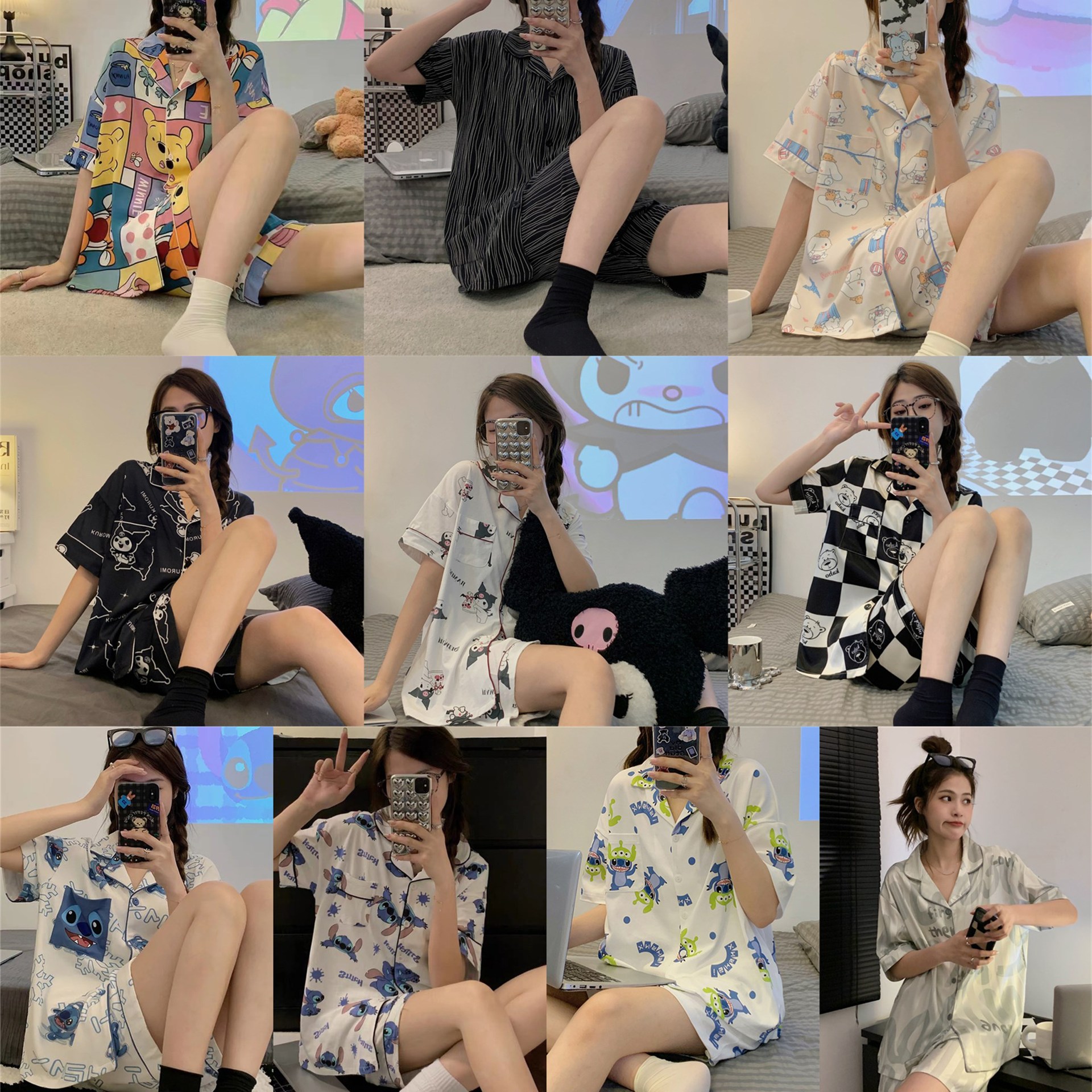 Ice Silk pajamas for women 2023 new summer thin short sleeve summer simulation silk ins style home wear suit
