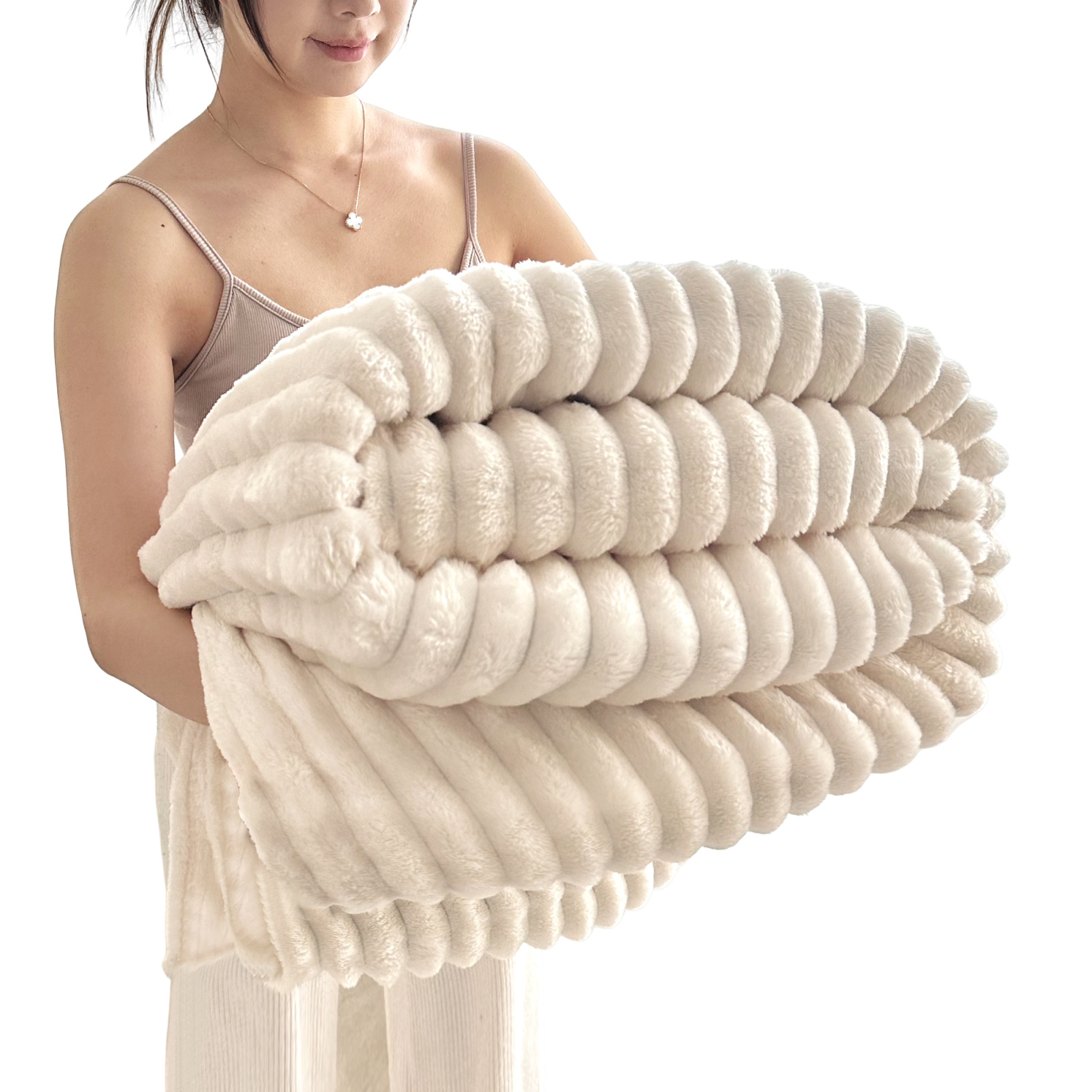 Picture of Autumn and Winter New Cross-Border 3.3cm Striped Blanket Thickeneded Dormitory Sofa Blanket Curled Nap Blanket Warm Blanket 4