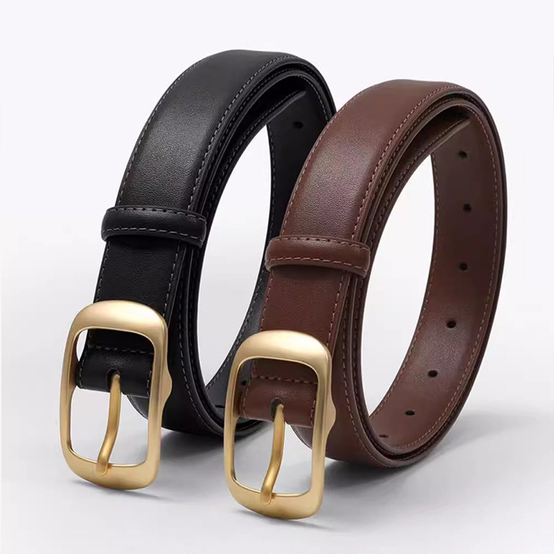 2.4 Wide Belt Women's Leather Belt Pin Buckle Cowhide Women's Fashion Simple Versatile Decorative Suit Pants Belt Women
