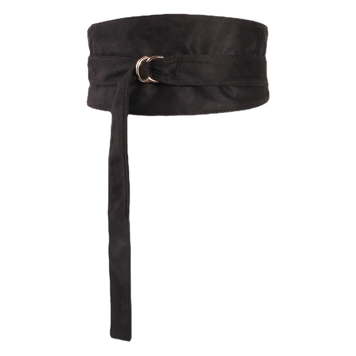 Ready Stock Women's Black Suede Lace-Up Waist Decoration with Dress Waist Coat Versatile Fashion Ins Style Girdle