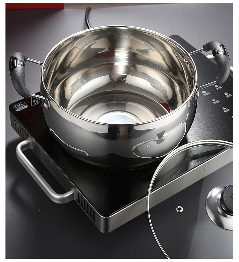Picture of Thickened household stainless steel pot soup pot gas induction cooker soup pot double handle soup pot double ear pot gift