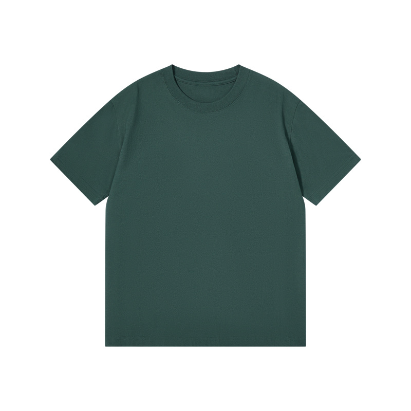 Picture of Japanese Style 230g Pure Cotton Short-Sleeved T-Shirt Women's Right Shoulder Round Neck Top Pure Color Half-Sleeved Bottoming Shirt Clothes Men's Wholesale