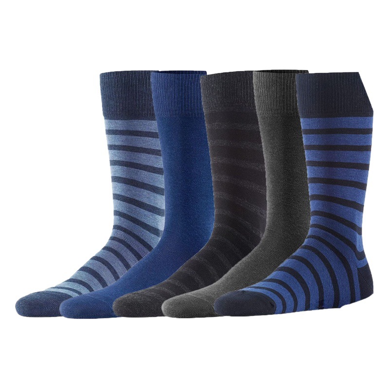 WISH Amazon Explosions Men's Solid Color Striped Large Size Business Stockings European and American Autumn and Winter Foreign Trade Socks