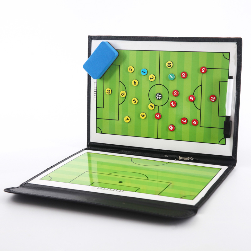 Picture of Three-fold football tactical board color folding coach Board leather teaching board magnetic teaching board with pen long-term supply