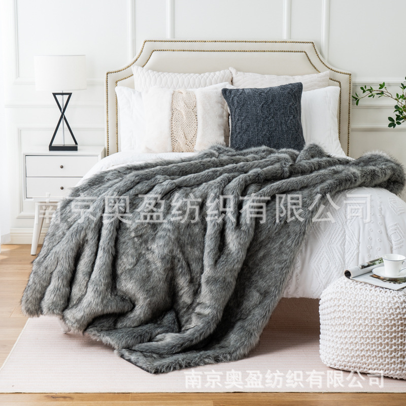 amazon fur blanket imitation fox fur blanket bedroom sofa blanket home décor blanket model room cover blanket