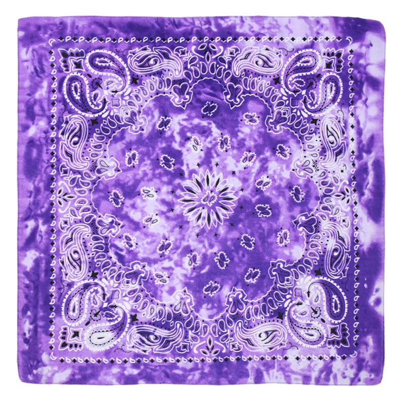 Picture of 54 * 54CM polyester tie-dyed cashew flower square scarf wholesale ameikaji bandana outdoor hip hop street dance headscarf
