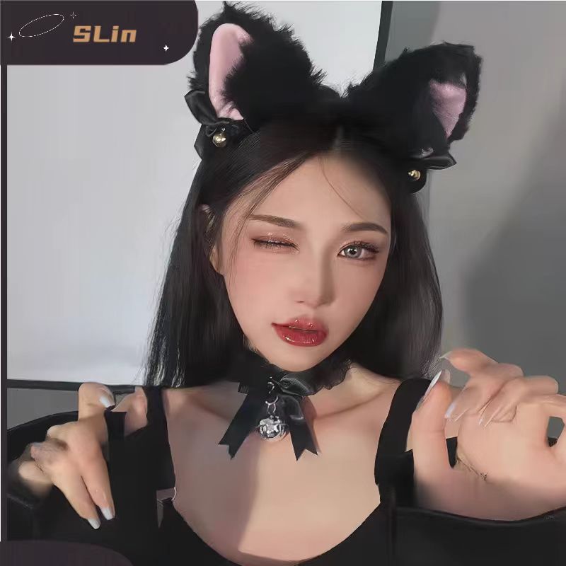 Sexy Abstinence Sexy Cat Ears Headband Female Choker Collar Sexy Accessories Bow Bell Jewelry