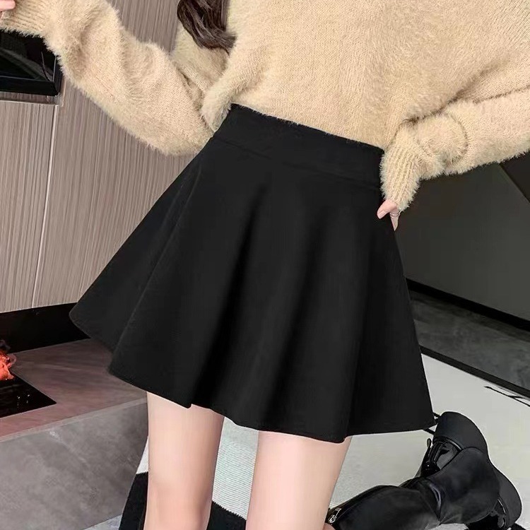 Women's skirt 2023 Autumn New High waist A- line pettiskirt slimming black Lotus Edge sheath pleated skirt