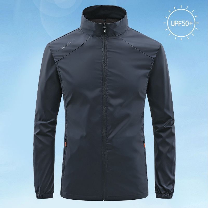 Ice Silk Breathable Jacket Men's Casual Stand Collar Sunscreen Clothes Skin Windbreaker Summer Thin Coat Fishing Waterproof