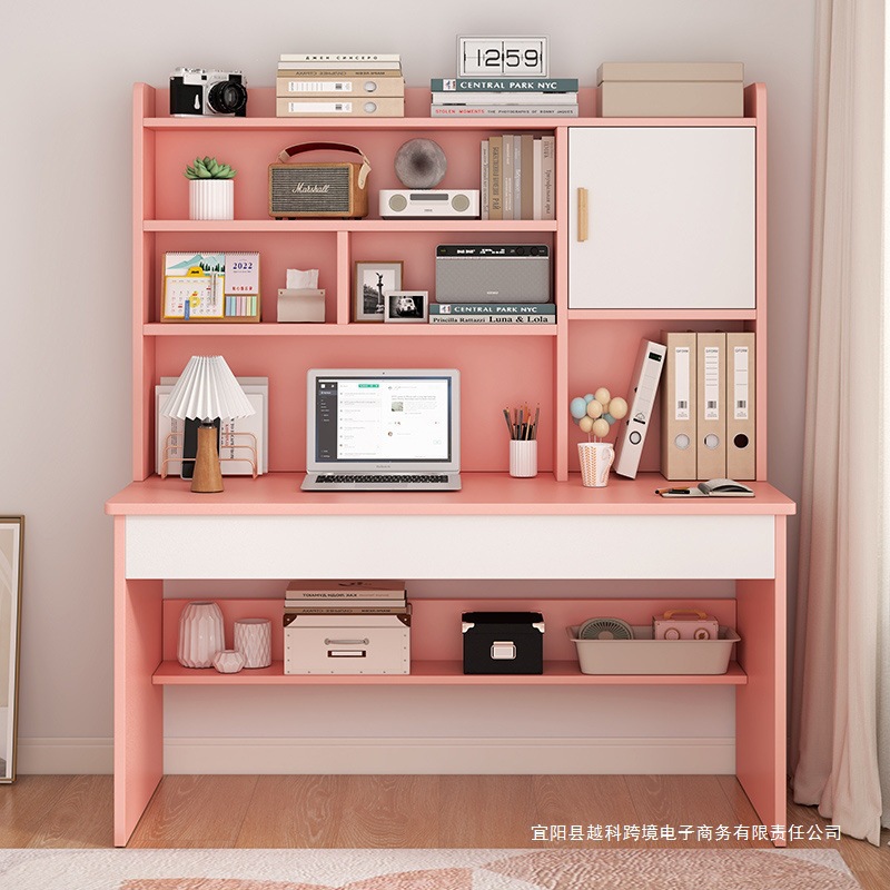 Picture of Student home study desk, children's desk, bookshelf combination table and chair set, simple bedroom, children's writing desk