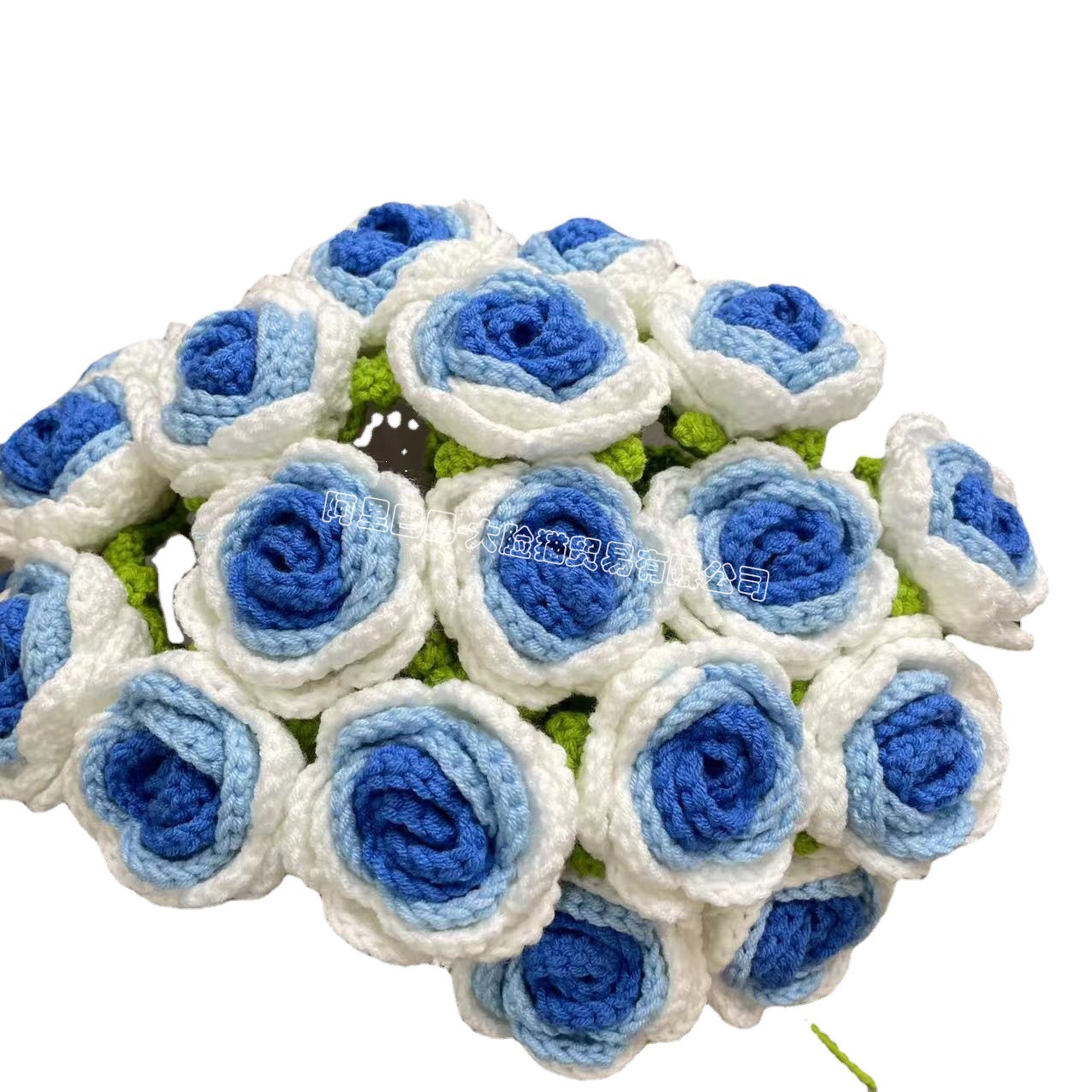 Picture of Finished Hand-Knitted Rose Artificial Flower Knitting Flower Handmade Flower DIY Wool Knitting Homemade Crochet Bouquet