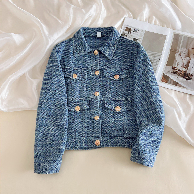 Thirteen lines of autumn and winter foreign style small fragrance style new Denim coat women's niche slimming all-match short jacket top