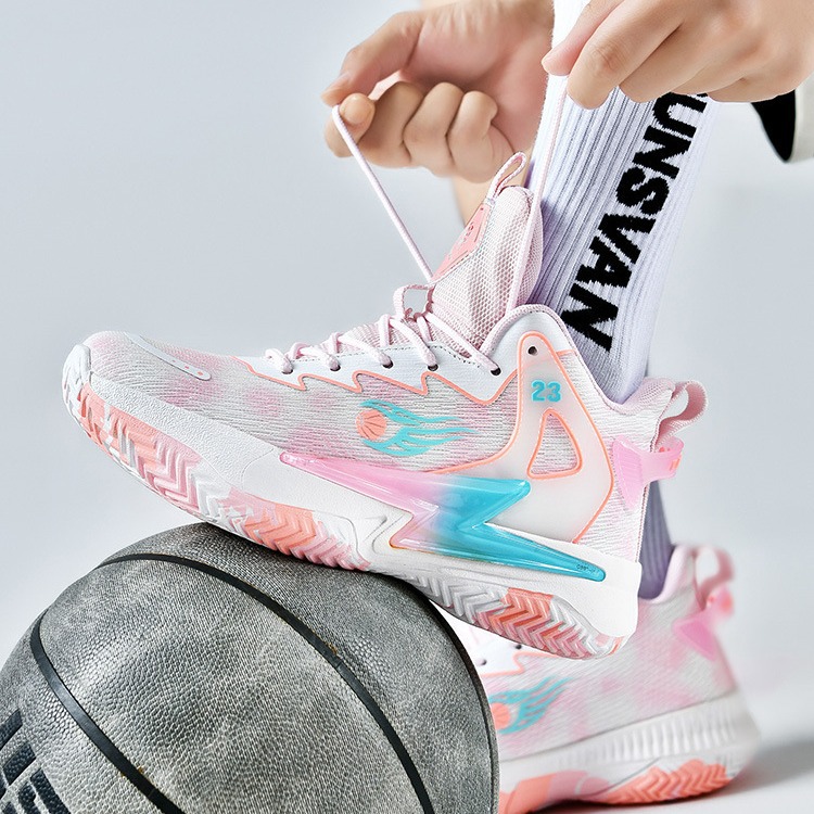 Yuanyang Basketball Shoes for Men and Women, Mesh Breathable Non-Slip Sports Shoes for Teenagers and Students, Practical Sneakers, High Tops