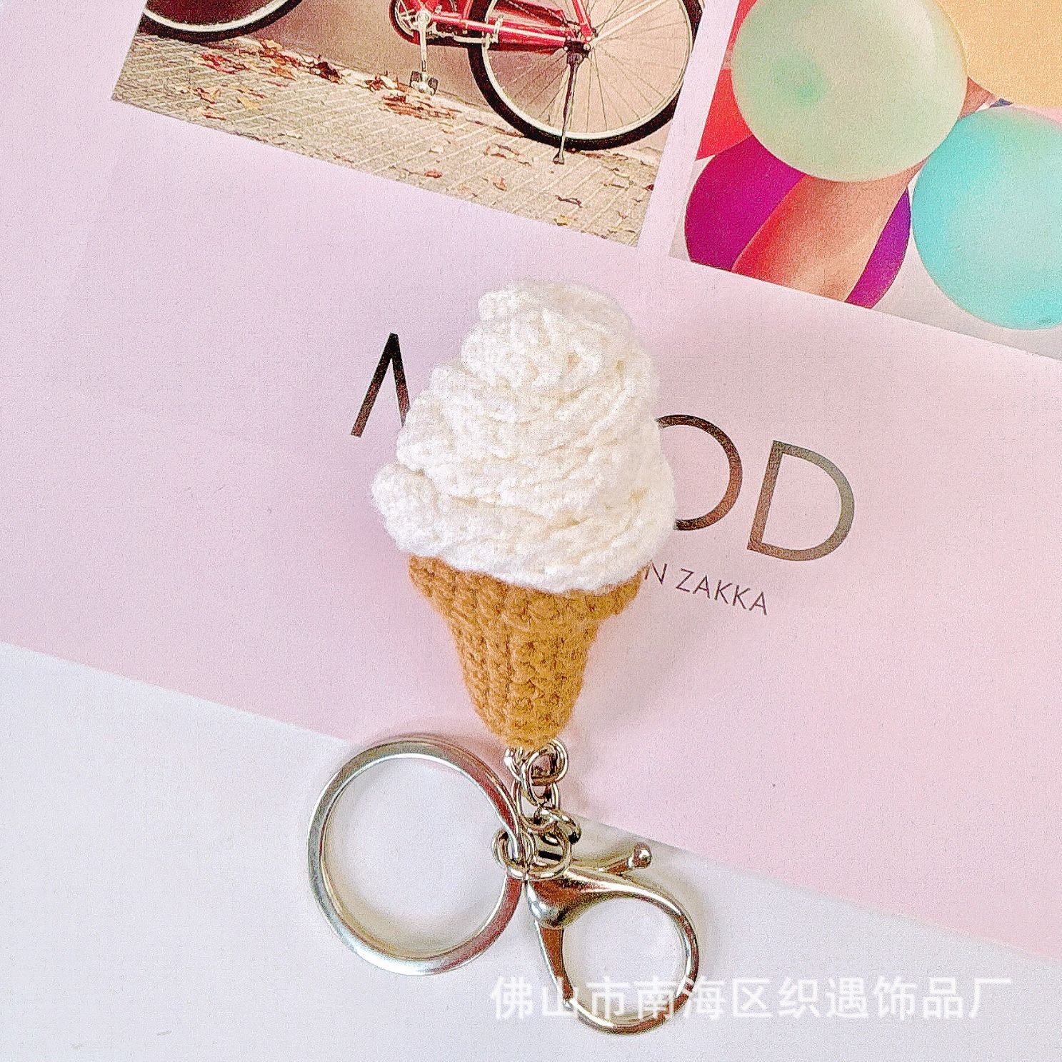 Picture of Handmade crocheted Cola package simulation food pendant creative wool woven small pendant keychain bag pendant